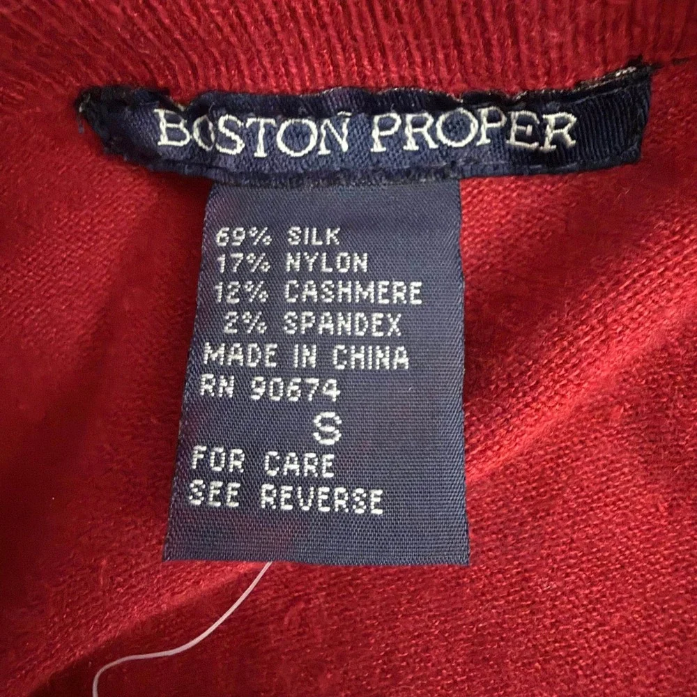 Boston Proper Scarf S Red Silk Cashmere Blend Knit Luxury Quiet Luxury NWT